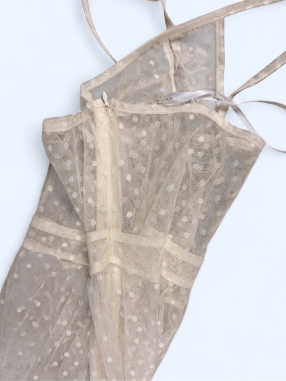 Lulu's Cream Polka Dot Sheer Maxi Dress - Picture 4 of 6